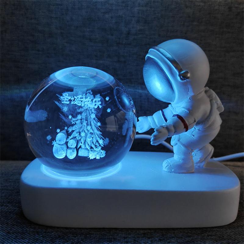 Astronaut Creativ 3D Minge de Cristal Led Lumină de noapte pentru Dormitor Copii Planetă Spațiu Lampă Sistem Solar USB Cadou de Crăciun pentru copii