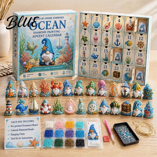 Calendario dell'Avvento di Halloween 31 Giorni Calendario Gnomo Natale Fai da Te Diamond Art Finto Collezione di Ciondoli Kit per Artigianato Ornamenti da Appendere per le Feste