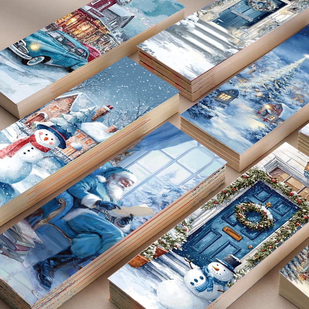 

30PCS Blue Christmas Bookmarks Waterproof Laptop Reading Books Harajuku Cartoon Guitar Phone Guka Bicycle Bookmark