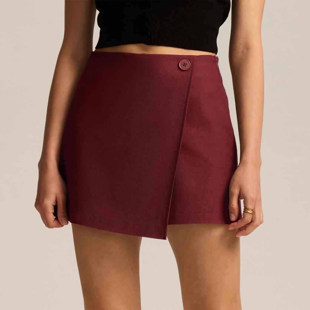 Women's Fashion Solid Color Irregular Skirt Pants High Waisted Zipper Button Shorts