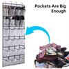 Clear Wall-Mounted Shoe Organizer 14/24 Pockets Transparent PVC Space Saving No Drill Hooks for Door Back Bathroom Closet