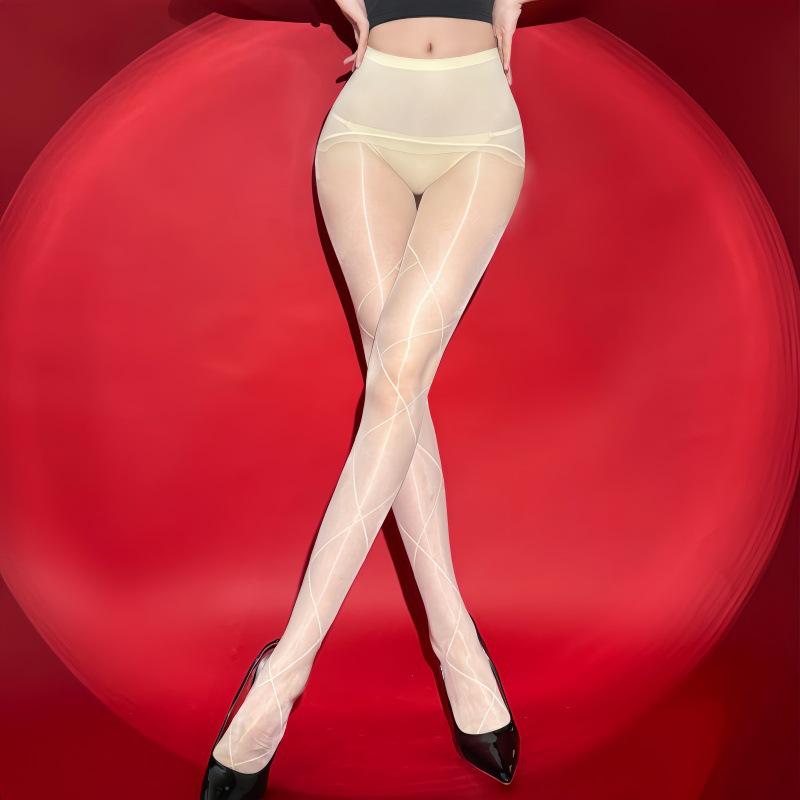 Aurora Oil-Shine Ultra-Thin Plaid Silk Stockings - Anti-Snag, Seamless, Sensual Fun for Women.