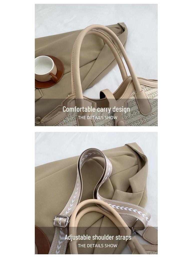 2025 Women's Large Capacity Summer Straw Bucket Shoulder Bag - Versatile Niche Design Tote