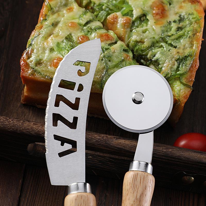 Taglia Pizza in Acciaio Inossidabile Manico in Legno Taglia Pasta per Dolci Accessori da Forno Ruota Tagliente Affettatore Accessori da Cucina Paletta