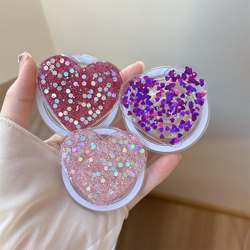 Sequin Glitter Love Magnetic Paste Mobile Phone Airbag Bracket Heart Ring Niche Girl Decoration
