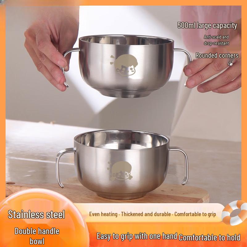 ZISIZ Cartoon Insulated Stainless Steel Baby Bowl