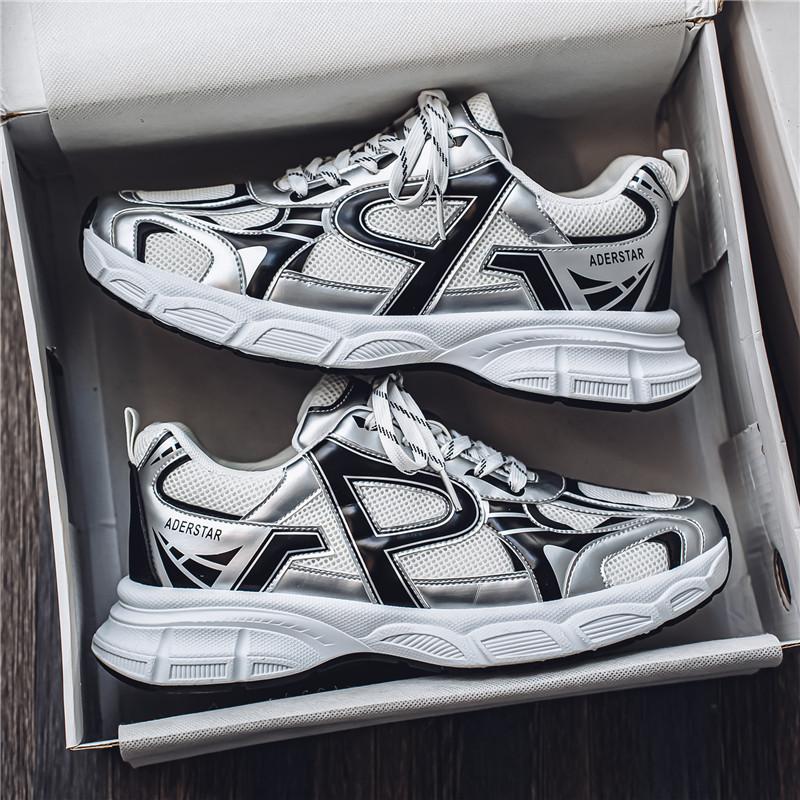 Мужская трендовая спортивная обувь на платформе с низким верхом, нескользящая, со шнуровкой, дышащая, для бега 39 белый