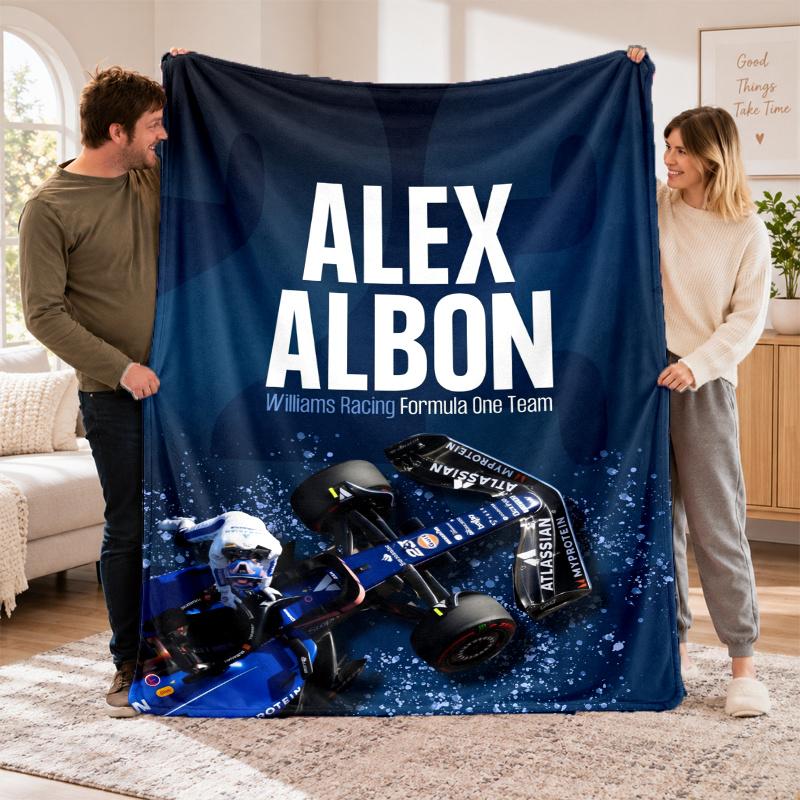 Flanell-Fleece-Decke mit Alex Albon Design, Weiche leichte Überwurfdecke für Bett Sofa Reise
