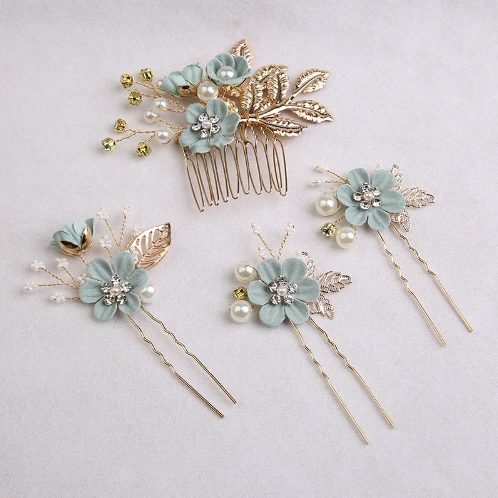 4 Stück Handgefertigte Braut-Haarkämme Künstliche Blume Hochzeitsfrisur Mode Blumen-Haarnadeln Geschenk