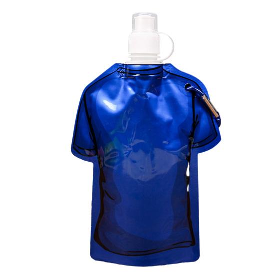 Foldable Water Bottle 500ml BPA Free Reusable T-shirt Shaped Water Pouch Portable Leak-Proof Drinking Bottle Hiking Camping Travel