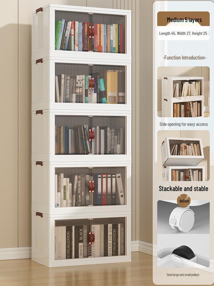 Foldable Children s No-Assembly Dustproof Bookshelf & Floor-Standing Multi-Layer Storage Rack 1 Layer