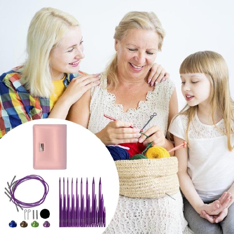 3.0mm-6.0mm Interchangeable Circular Knitting Needle Set with Case and Accessories Circular Knitting Pins for Woman