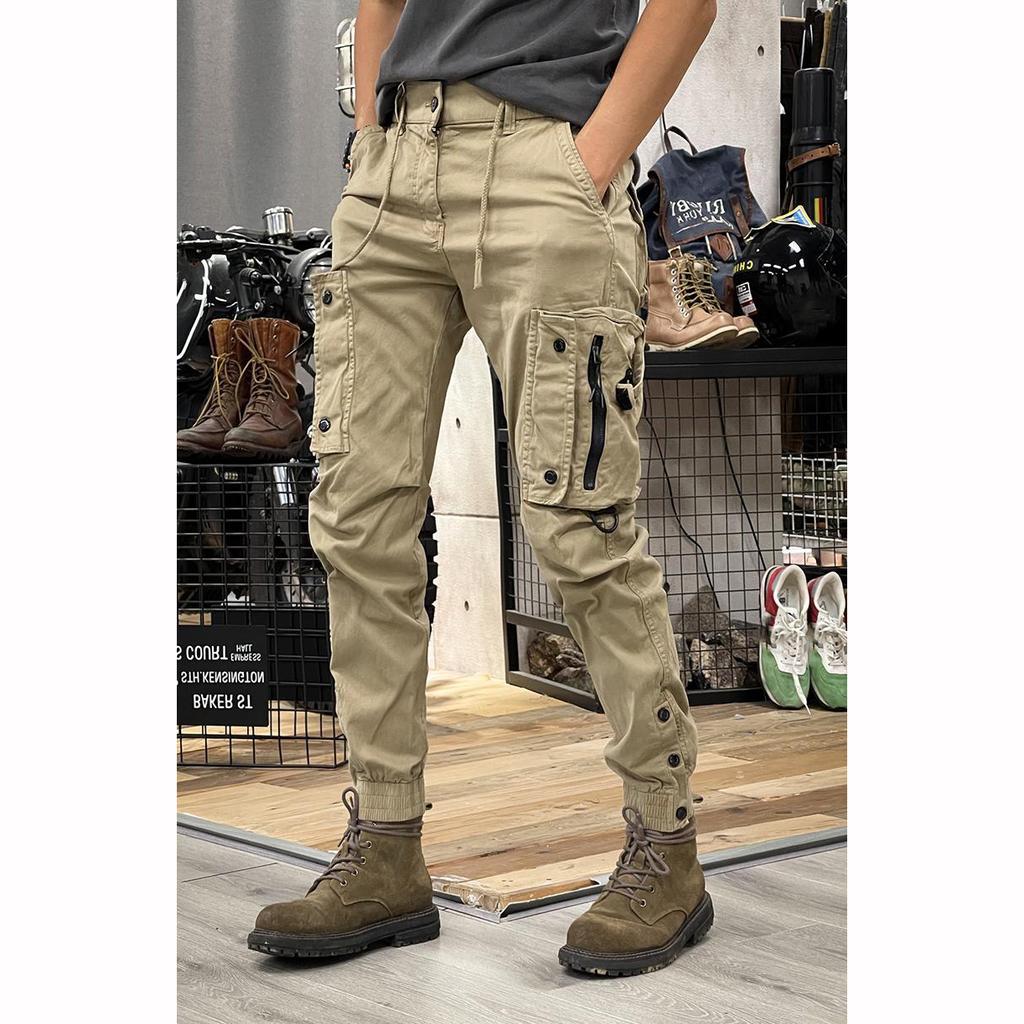 Spring Autumn American Pants Men's Straight Leg Outdoor Casual Pants Men's Drawstring Trousers Men