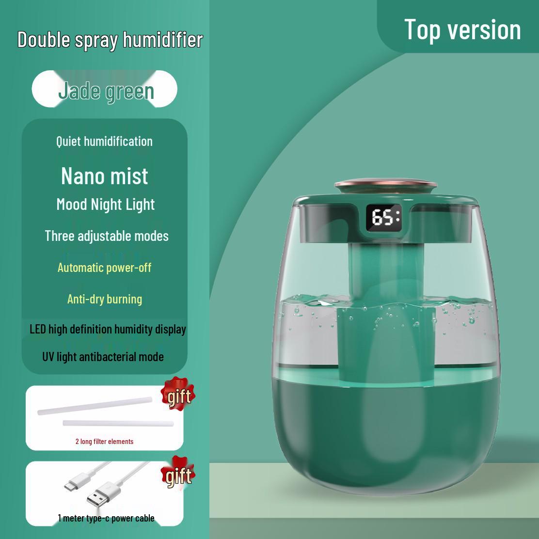 Large Capacity USB Desktop Humidifier for Home, Bedroom, or Office - Portable Mini Air Purifier with High Fog Output 129.7*129.7*172.5mm