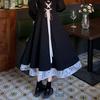 2025 Spring & Autumn Women's Lace Puff Sleeve Dress with Bow Waist