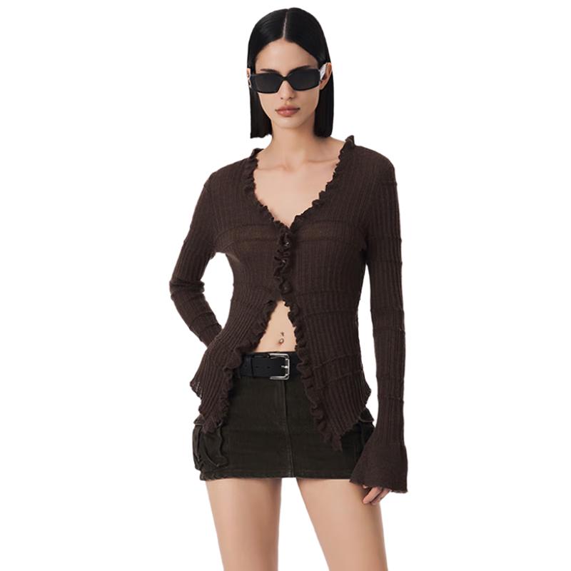

Jinyujie Women s V-Neck Slim-Fit Knit Cardigan M