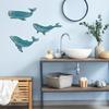 Set Of 3 Blue Whale Wooden Wall Decorations Coastal Cottage Decors Handcrafted Lake House Marine Art Hanging Ornaments