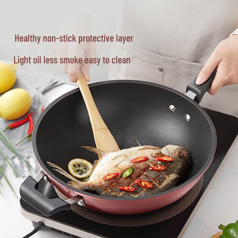 Midea 32cm 304 Stainless Steel Flat-Bottom Stir-Fry Pan