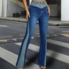 Bahar ve Yaz Mikro Kot Pantolon Moda Ekleme Çarpışma Renk Yüksek Bel İnce ve Yüksek Draping Zayıflama Hissi Kot Pantolon