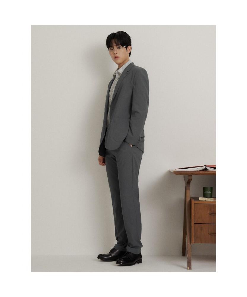 Binpolmen Seersucker Solid Setup Standard Fit Pants Grey