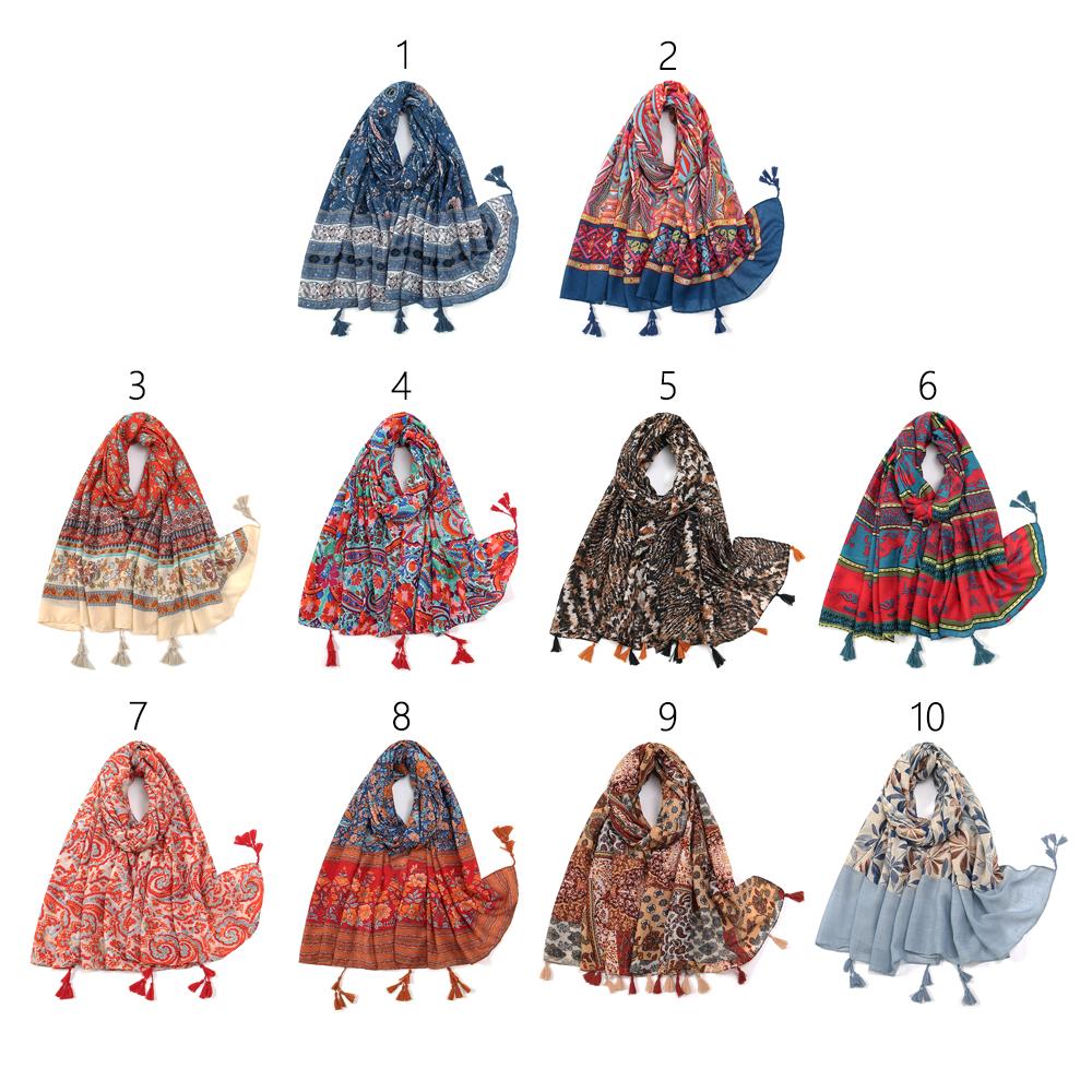 Breathable Tassel Shawl Big Size Ladies Flower Headscarf Fashion Hijab Scarf  For Woman Fashion