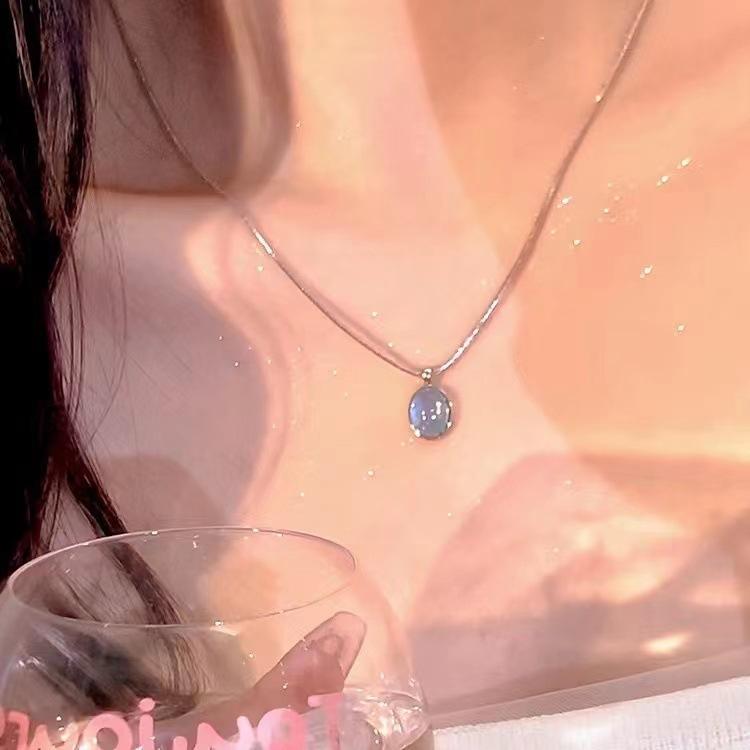 Hypertherm Blue Necklace Women's New Summer Light Luxury, Niche High-end, Simple and Versatile Temperament, No Fading Pendant