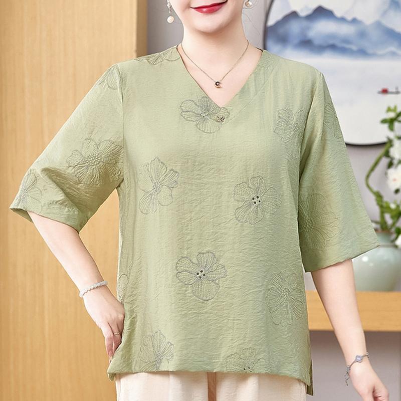 Plus Size 3XL-8XL Casual Blouses for Women Tops Loose Vintage Oversize Half Sleeve Shirt Summer Clothes