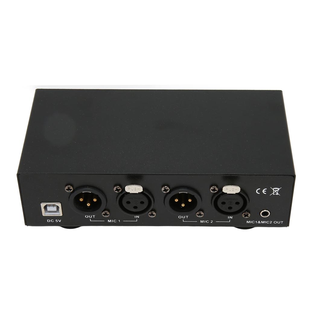 48 V Phantom Power Supply Professional Iron Shell Phantom Power with XLR Cable for Music Recording Equipment