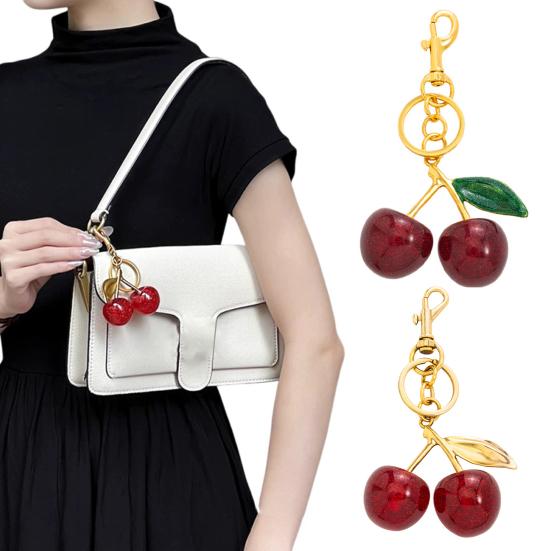 Keychain Key Holder Cherry Leaves Charm Keyring Fade-resistant Alloy Key Ring Backpack Car Accessory