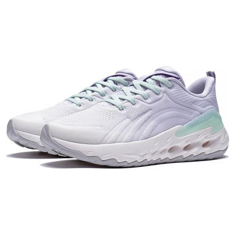 New LiNing Yuedong 1.0 Durable Breathable Low Top Running Shoes Women's White Purple ARST032-1