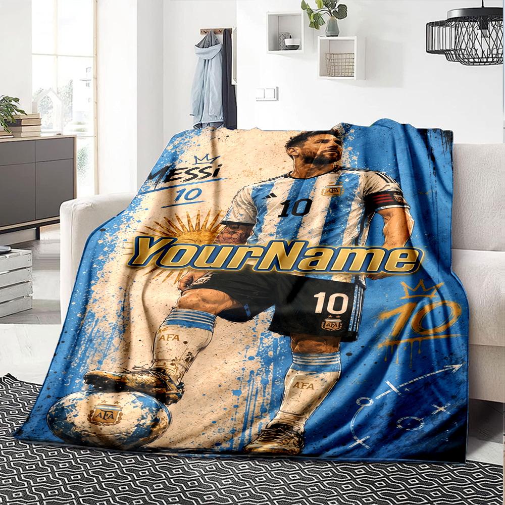 Messi Customize Your Name Blanket Cozy Personalized Blanket Durable Comfort Throw For Picnics Living Room Couch Seaside Four Seasons Universal