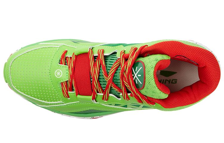 Li Ning Wade Fission 2.5 Mid top Basketbalové boty Unisex Zelená Červená ABFK031-4