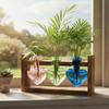 Wooden Stand Heart Shaped Glass Vase Colorful Desktop Vase  Home Decoration
