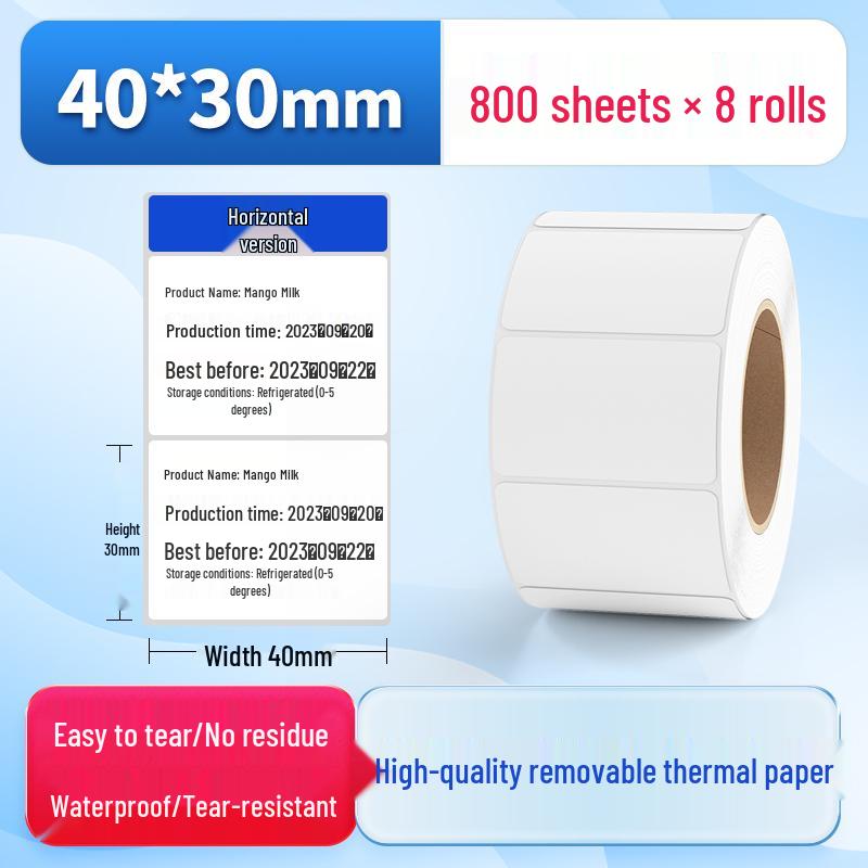 Waterproof Synthetic Thermal Label Paper 60x40 - Freezer Safe, Self-Adhesive, Durable