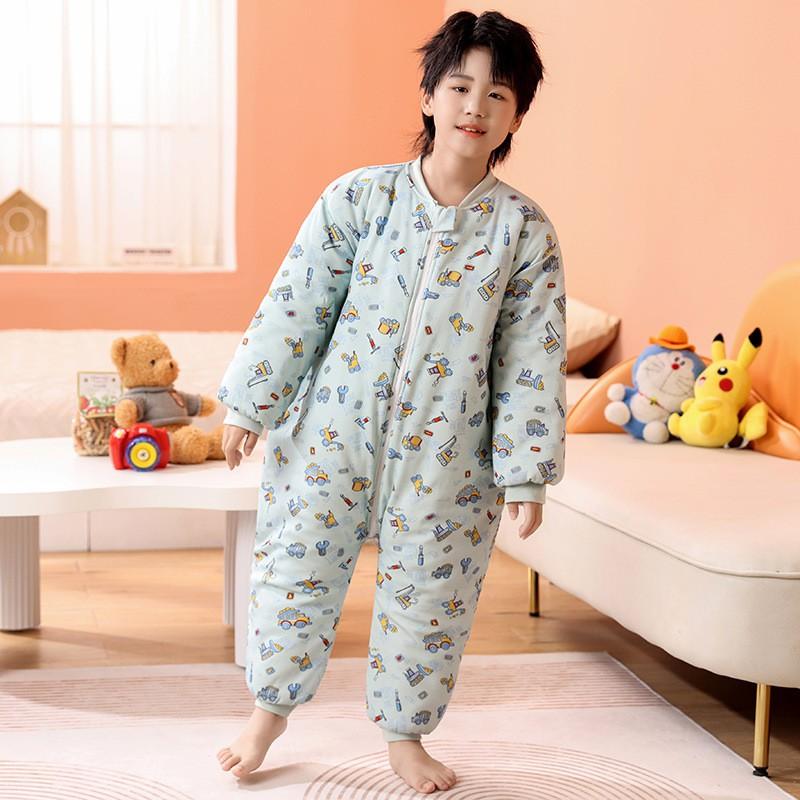 Cotton Warm Toddler Sleepsuit With Legs Boys Girls 3-12 Years Thick Pajama Sleep Bag Winter