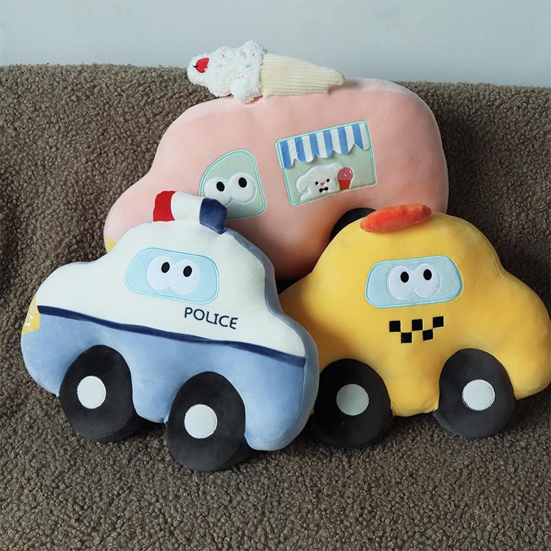 Simulation Taxi Police Car Plush Toys Kawaii Car Dolls Stuffed Soft Vehicle Pillow Creative Christmas Birthday Gift for Kids