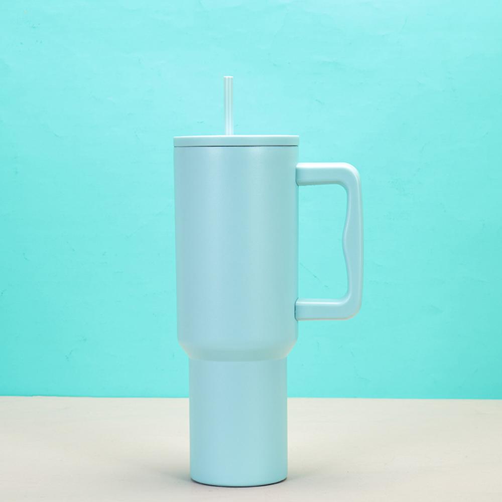 40 oz Becher mit Griff und Strohhalm, Thermos-Wasserflasche aus Edelstahl mit freundlicher Reise-Kaffeetasse für heißes/kaltes Wasser
