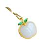 Apple Natural Hetian Jade Pendant Necklace: S925 Sterling Silver, Gold-Plated, Inlaid, Retro National Tide Style, for Women.