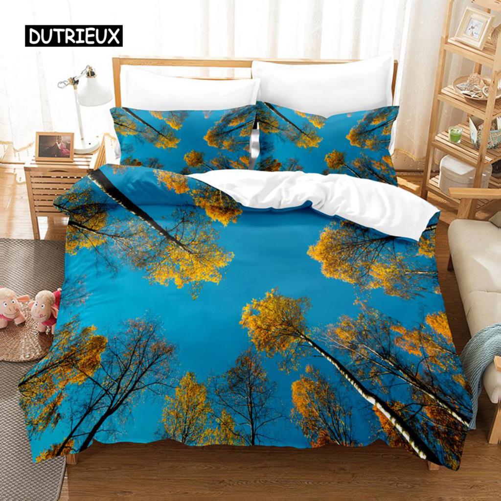 Natural Landscape Duvet Cover Set Blue Sky Lawn Flower Double Queen King Size 2/3Pcs Polyester Quilt Cover for Kids Teens Adults