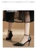 Zyp-LQ Women's Stiletto Pointed Toe Heels, Microfiber Leather, Chain Buckle, Sizes 31-44