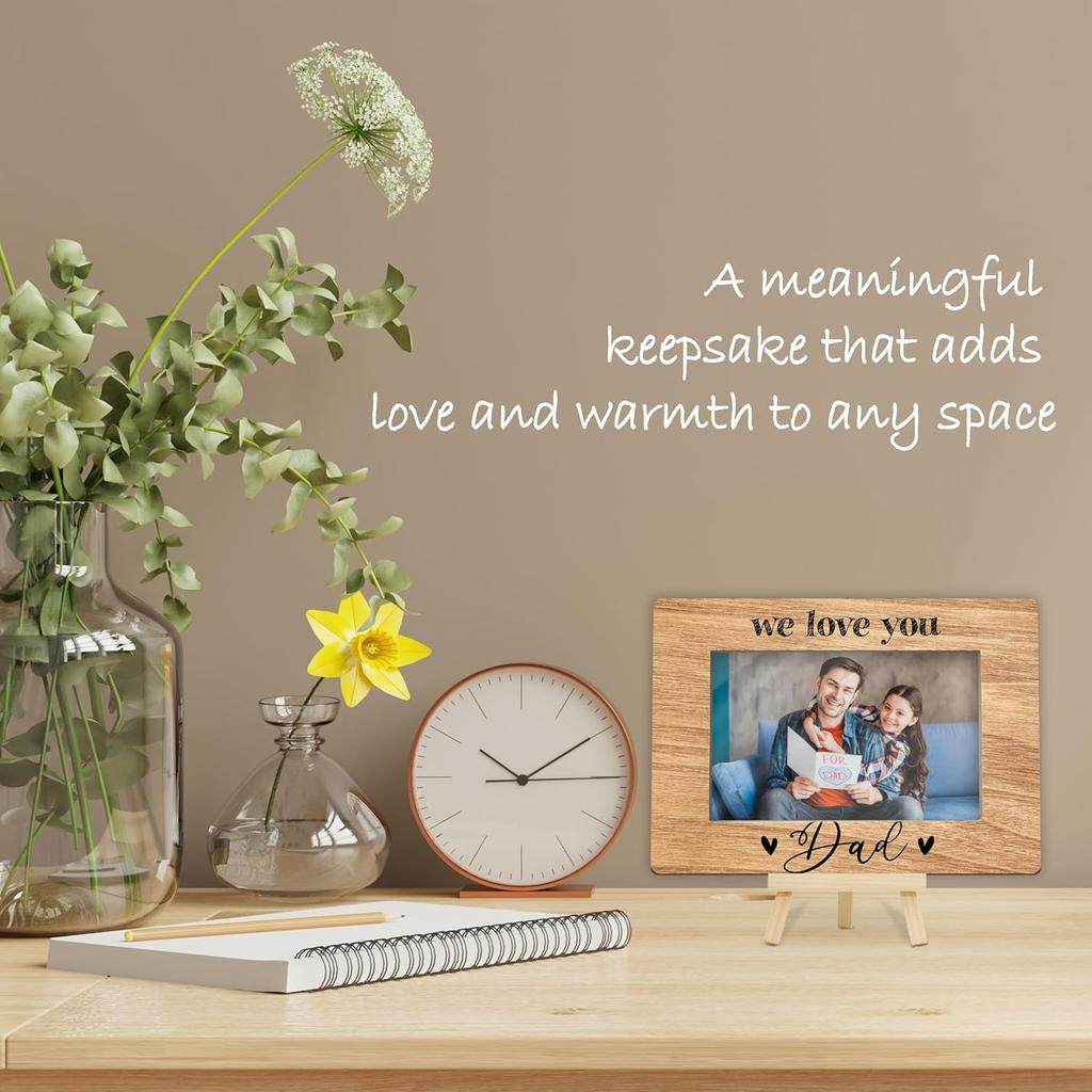 DETIHO Dad Picture Frame, Father's Day Picture Frames, Best Daddy Ever Gift,Birthday Gifts, We Love You Dad Photo Decor, Fit 4x6 Photo Wooden