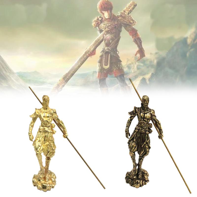 Unique Antique Style Sun Wukong Brass Statue Majestic Desktop Art For Collectors