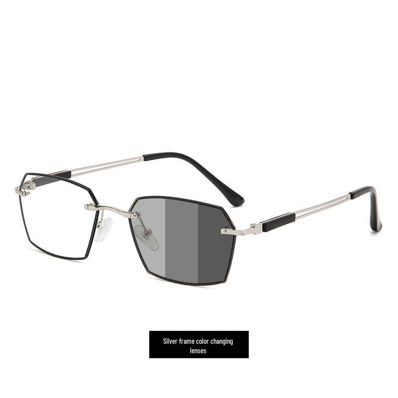 

Безрамочные металлические фотохромные очки для чтения с HD защитой от синего света для мужчин - Снимающие усталость, в повседневном/деловом стиле для среднего и пожилого возраста 200 Degree Presbyopia