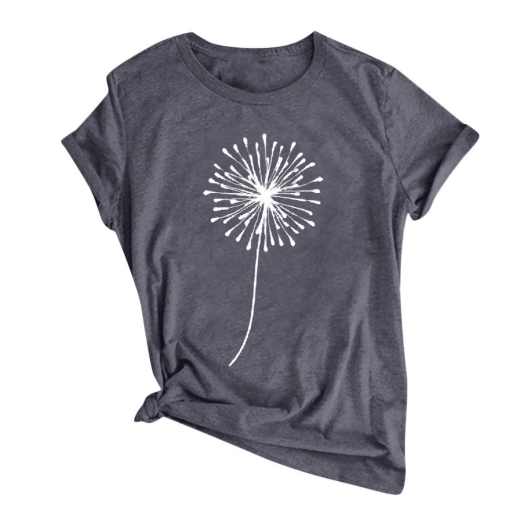 Women Casual Printing Short Sleeves  Loose T-Shirt Blouse Tops