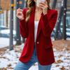 Høst langermet ensfarget cardigan, liten dressjakke for kvinner
