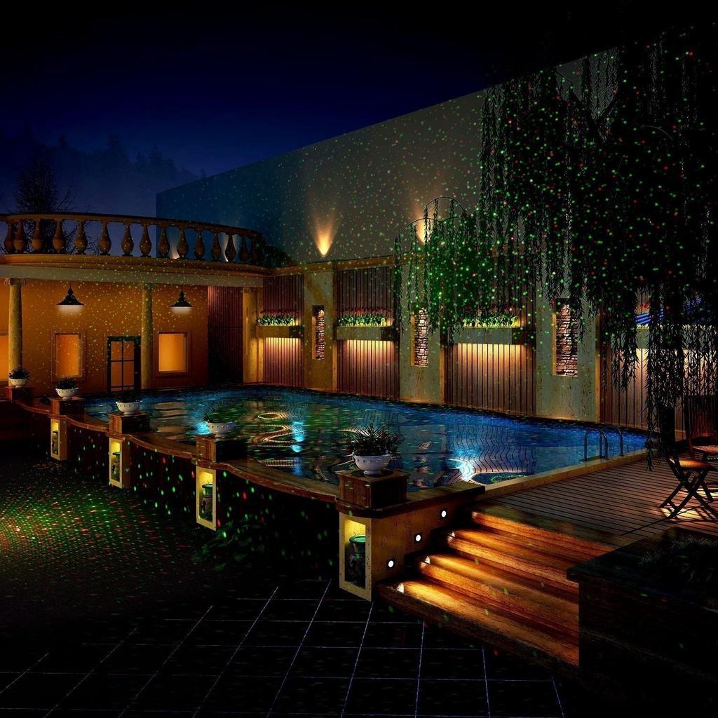 Waterproof  Green&Red Remote Control Garden Laser Projector Corridor Lights Laser Stage Lighting Proj