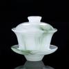 Tianquan White Jade Porcelain Gaiwan Fat White Glass Tea Tureen Large Tea Making Bowl Chinese Kungfu Gaiwan Tea Set