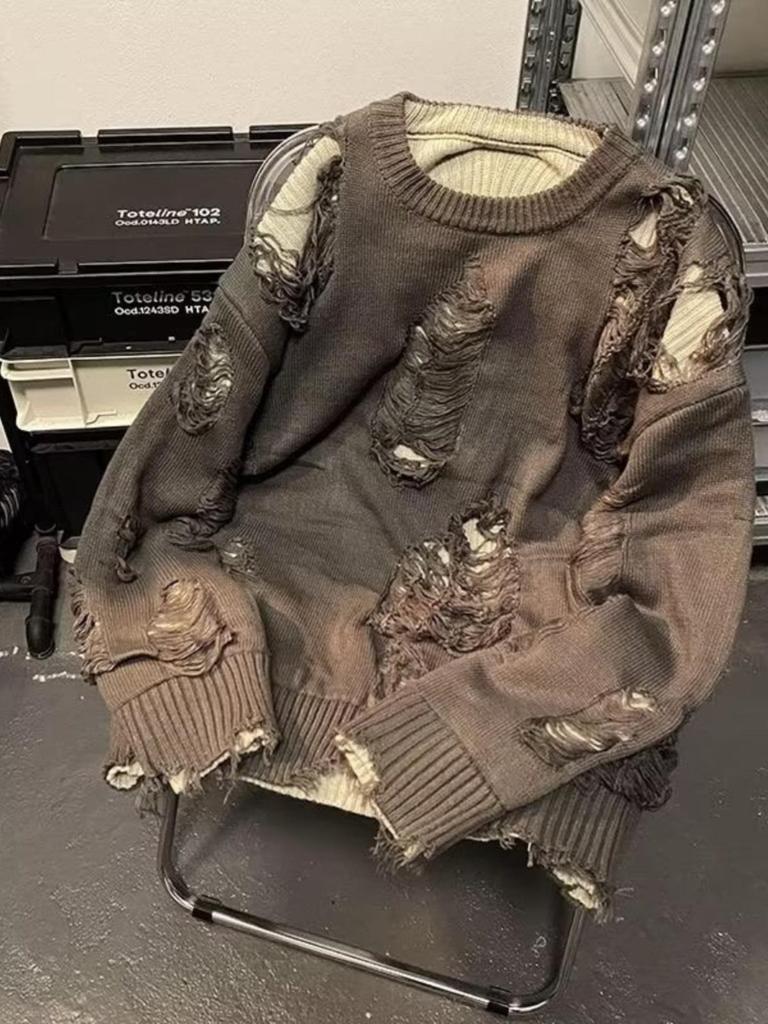 Cardigan din tricotat rupt, unisex, din două piese - Stil confortabil de toamnă/iarnă, relaxat