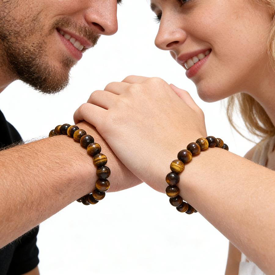 Minimalist Elegance 2Pcs Couple Bracelet Handmade Obsidian Malachite Tiger Eyes Paired Beaded Braslet Valentine Day Accessories