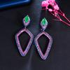 Light Luxury Heavy Industry Exaggerated Color Zircon Earrings, Needle Geometric Rhombus Earrings Earrings